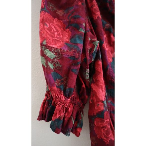 Free People OB1418154 Women's Sz Large Wine Floral Print I Found You Top - Picture 6 of 11